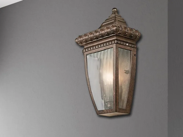 Historische Außenwandleuchte Halbschale VENETIAN RAIN, Bronze Höhe 30cm