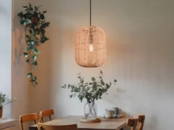 Hängelampe RUNA mit Lampenschirm geflochten aus Sisal, Ø 25cm