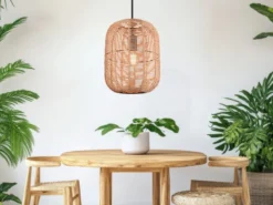 Hängelampe RUNA mit Lampenschirm geflochten aus Sisal, Ø 35cm
