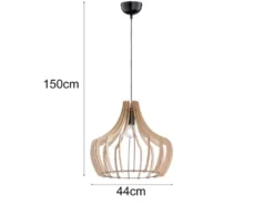Hängeleuchte WOOD mit Lampenschirm aus Naturholz Lamellen, Ø 44cm