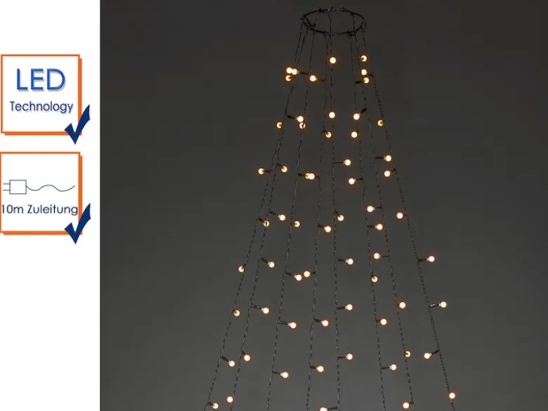 Hängende LED Christbaum Lichterkette 400 bernsteinfarbene LED´s - "Baummantel"