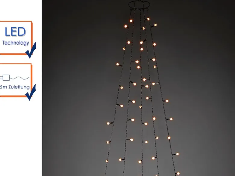 Hängende LED Christbaum Lichterkette 150 bernsteinfarbene LED´s - "Baummantel"