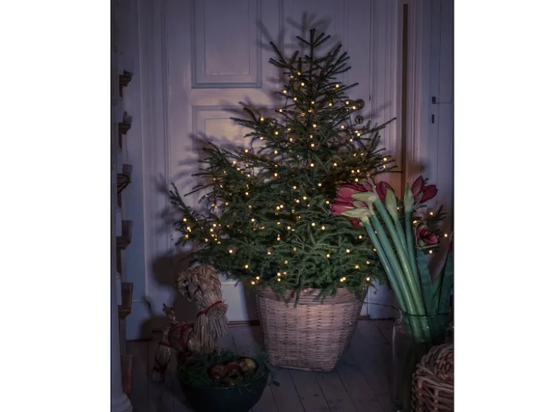 Hängende LED Christbaum Lichterkette 200 bernsteinfarbene LED´s - "Baummantel"