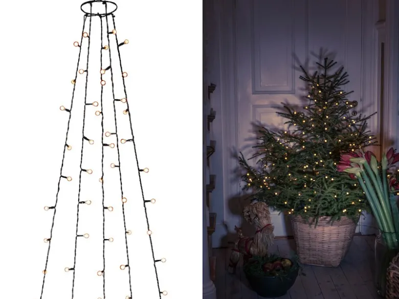 Hängende LED Christbaum Lichterkette 250 bernsteinfarbene LED´s - "Baummantel"