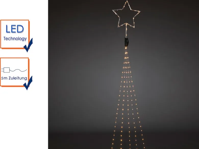 Hängende LED Christbaum Lichterkette mit Stern für Innen 274 LED´s -"Baummantel"