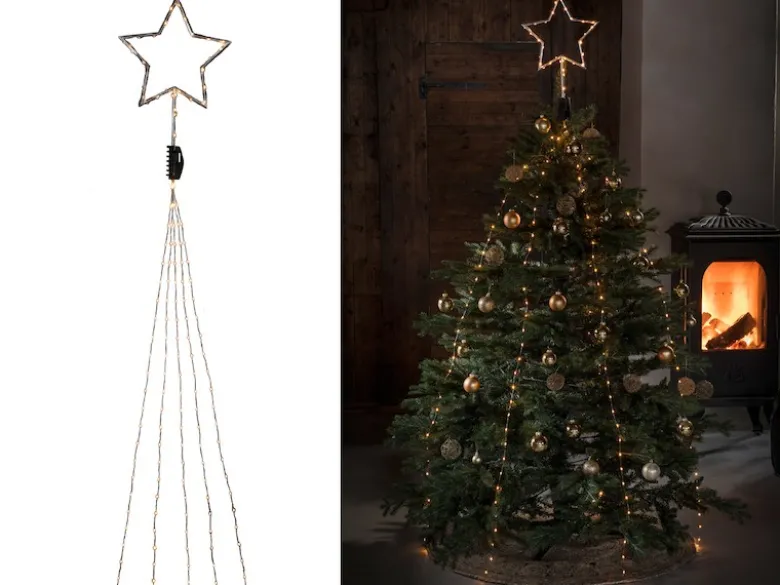 Hängende LED Christbaum Lichterkette mit Stern für Innen 274 LED´s -"Baummantel"