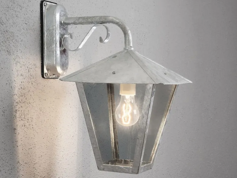 Hängende Wandleuchte BENU, E27, galvanisierter Stahl, Höhe 43 cm