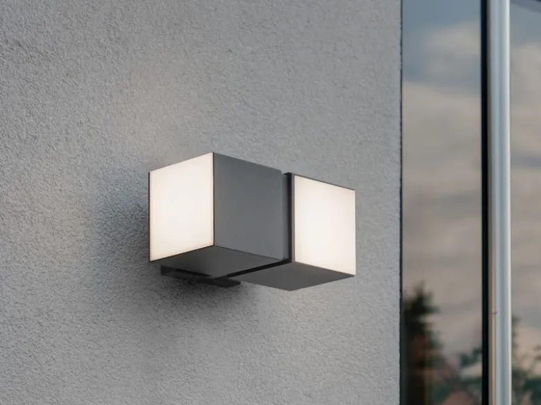 Hochwertige LED Außenwandleuchten 2er SET mit Lichtwürfel, dreh & schwenkbar