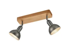 Holzbalken Deckenstrahler DELHI Silber Antik 2-flammig, Breite 33cm