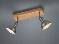Holzbalken Deckenstrahler DELHI Silber Antik 2-flammig, Breite 33cm