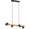 Holzbalken Pendelleuchte MARLEY 4-flammig Schwarz, Breite 80cm