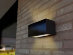 HYBRID LED Außenwandleuchte INKA, Solar & Strom 230V, Anthrazit 18cm breit