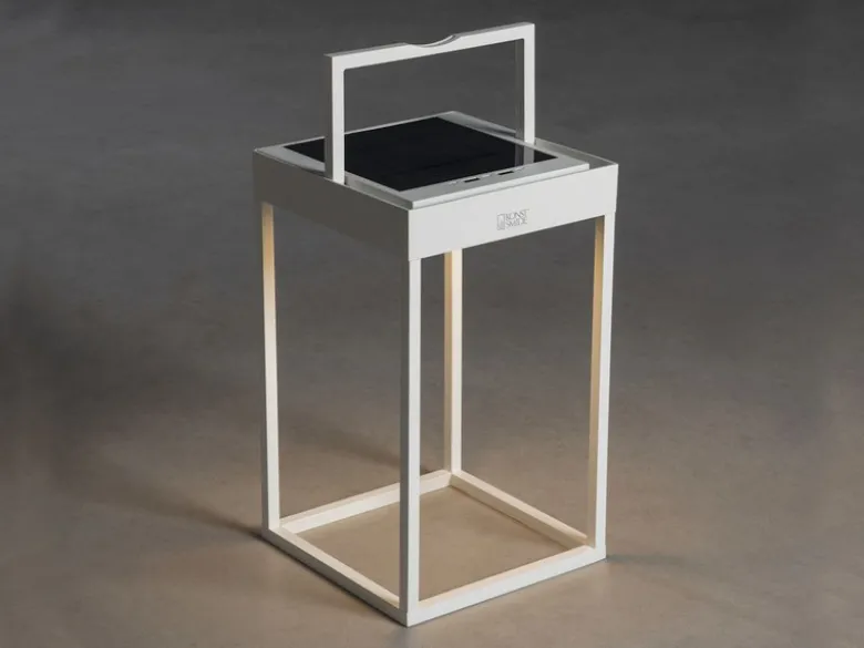 4in1 Akku Tischleuchte PORTOFINO Weiß, Solar & USB aufladbar, mit Wandhalterung