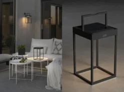 4in1 Akku Tischleuchte PORTOFINO, per Solar & USB aufladbar, mit Wandhalterung