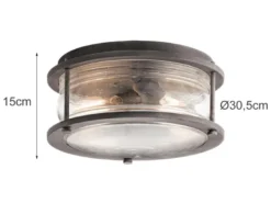 Industrial Deckenleuchte ASHLAND BAY für Innen & Außen, Anthrazit Ø30,5cm