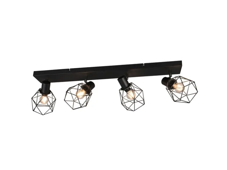 Industrial Deckenstrahler NARDA 4-flammig E14 in Schwarz, Breite 70cm