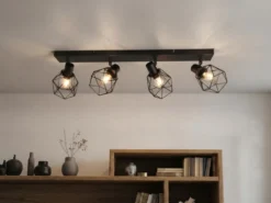 Industrial Deckenstrahler NARDA 4-flammig E14 in Schwarz, Breite 70cm