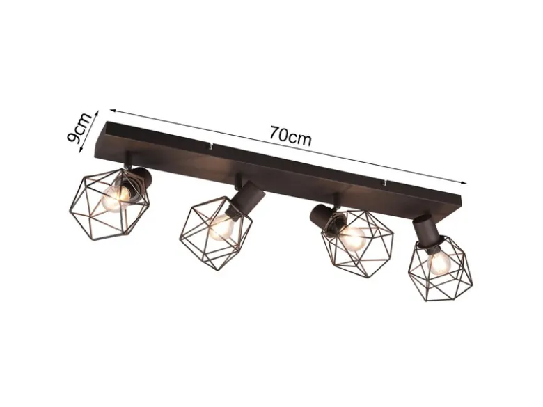 Industrial Deckenstrahler NARDA 4-flammig E14 in Rost-Optik, Breite 70cm