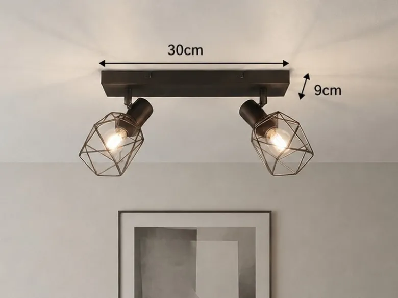 Industrial Deckenstrahler NARDA 2-flammig E14 Metall Schwarz, Breite 30cm