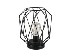 Industrial LED Tischlampe NARDA Schwarz, kabellos Batteriebetrieb, Höhe 21cm