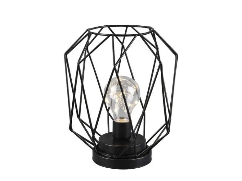 Industrial LED Tischlampe NARDA Schwarz, kabellos Batteriebetrieb, Höhe 21cm