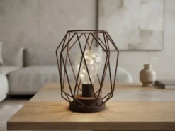 Industrial LED Tischlampe NARDA Rostoptik, kabellos Batteriebetrieb, Höhe 21cm
