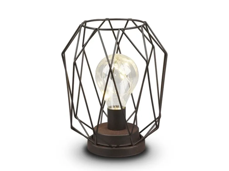 Industrial LED Tischlampe NARDA Rostoptik, kabellos Batteriebetrieb, Höhe 21cm
