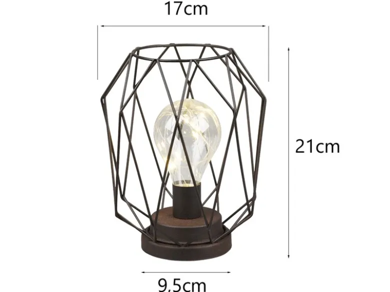 Industrial LED Tischlampe NARDA Rostoptik, kabellos Batteriebetrieb, Höhe 21cm