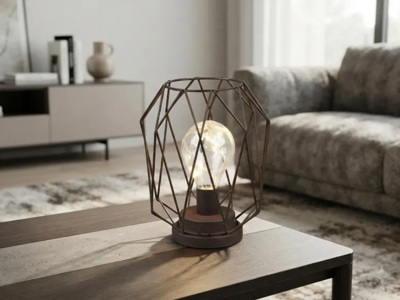 Industrial LED Tischlampe NARDA Rostoptik, kabellos Batteriebetrieb, Höhe 21cm