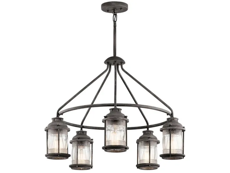 Industrial Pendelleuchte ASHLAND BAY für Innen & Außen, Anthrazit Ø66cm