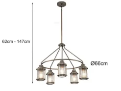 Industrial Pendelleuchte ASHLAND BAY für Innen & Außen, Bronze Ø66cm