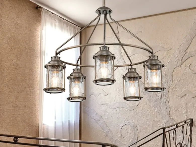 Industrial Pendelleuchte ASHLAND BAY für Innen & Außen, Bronze Ø66cm