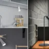 3 in 1 LED Akku Tischleuchte MAXI mit Klemm- & Klebestation, Schwarz H: 36cm