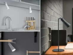 3 in 1 LED Akku Tischleuchte MAXI mit Klemm- & Klebestation, Weiß H: 36cm