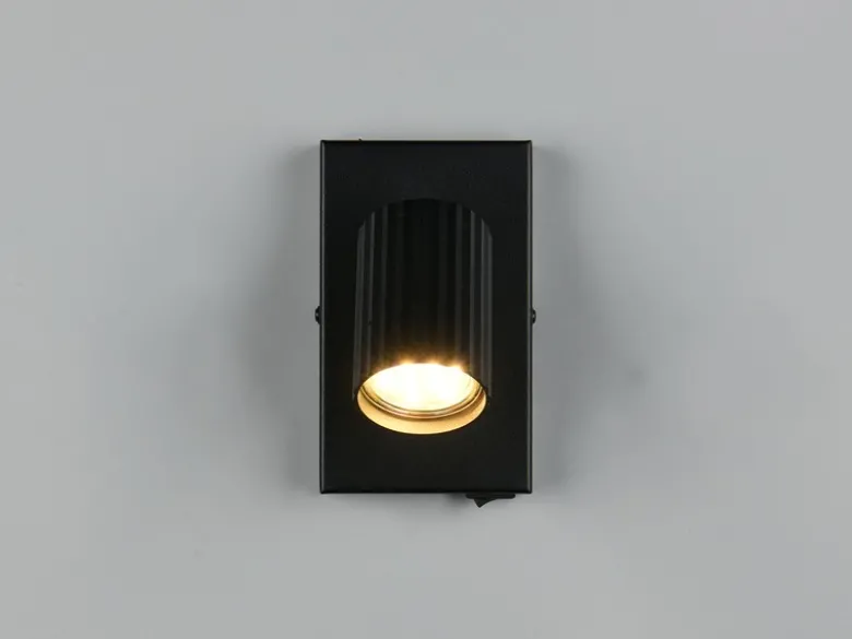 Innen Wandstrahler SOKA Schwarz mit Schalter, Spot schwenkbar, Höhe 15cm
