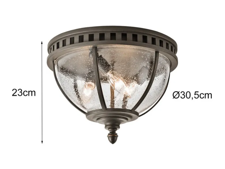 Jugendstil Deckenleuchte HALLERON für Innen & Außen, Anthrazit Ø30,5cm