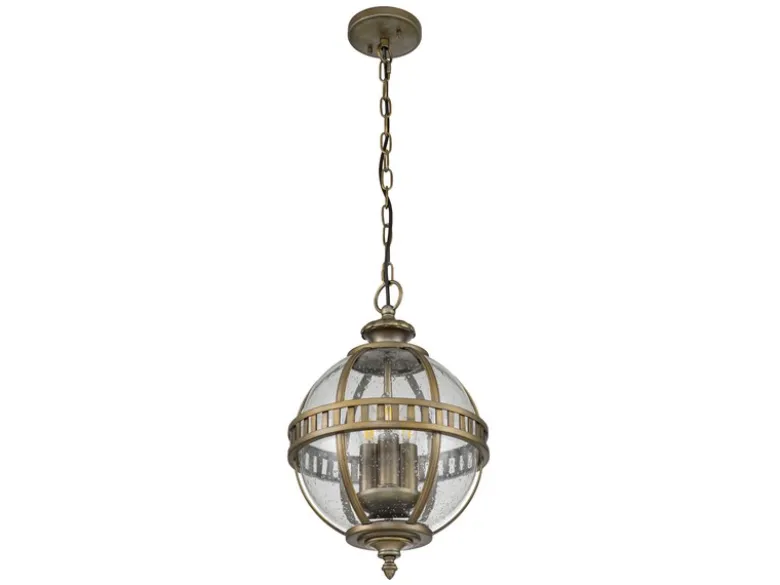 Jugendstil Pendelleuchte HALLERON für Innen & Außen, Bronze Ø30,5cm