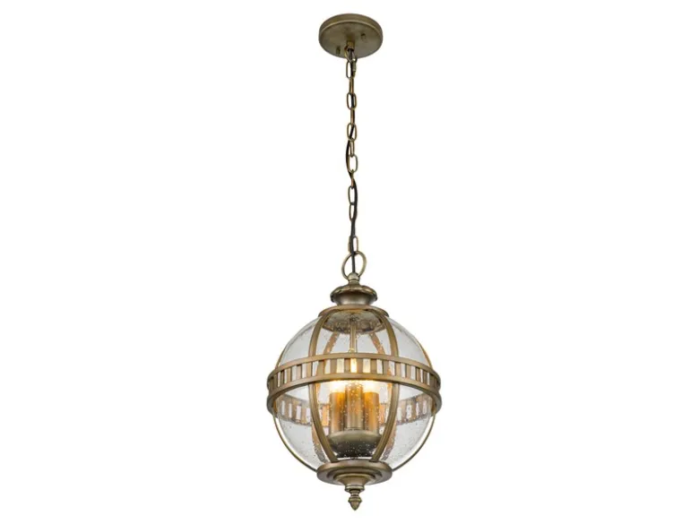 Jugendstil Pendelleuchte HALLERON für Innen & Außen, Bronze Ø30,5cm