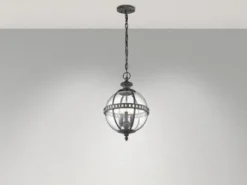 Jugendstil Pendelleuchte HALLERON für Innen & Außen, Anthrazit Ø30,5cm