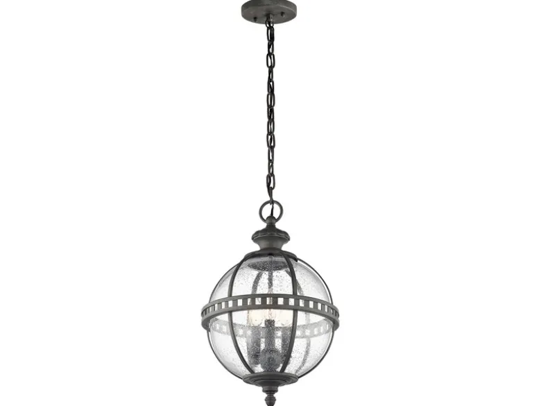 Jugendstil Pendelleuchte HALLERON für Innen & Außen, Anthrazit Ø30,5cm