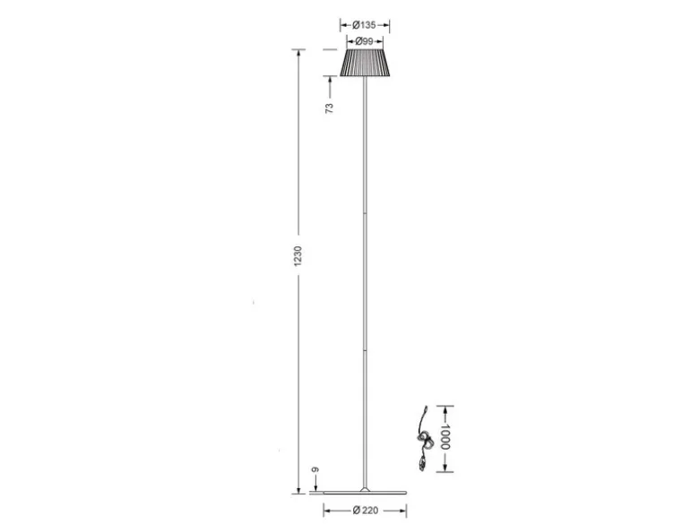 Kabellose Akku Stehlampe SUAREZ dimmbar für Innen & Außen, Beige - 123cm klein