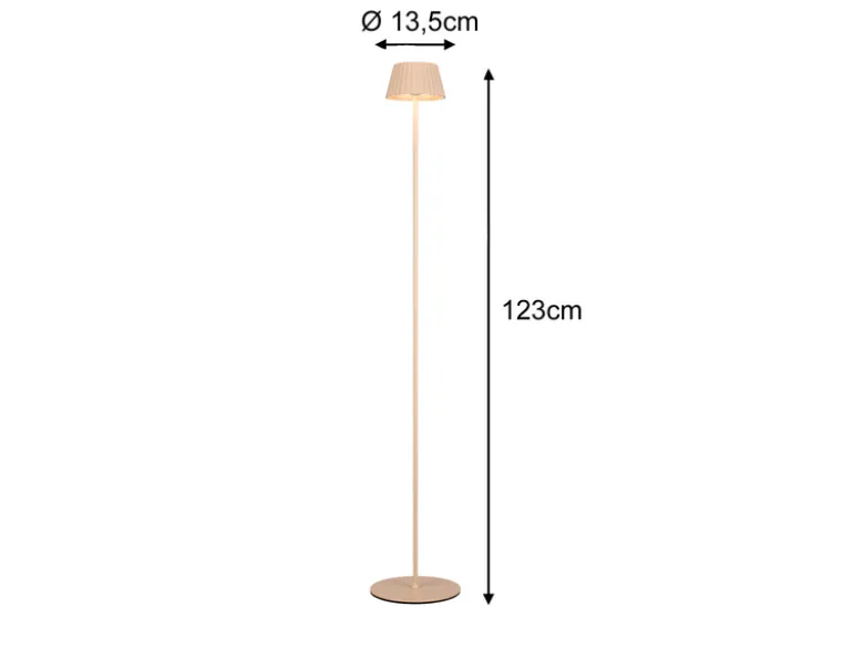 Kabellose Akku Stehlampe SUAREZ dimmbar für Innen & Außen, Beige - 123cm klein