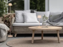 Kabellose Akku Stehlampe SUAREZ dimmbar für Innen & Außen, Beige - 123cm klein