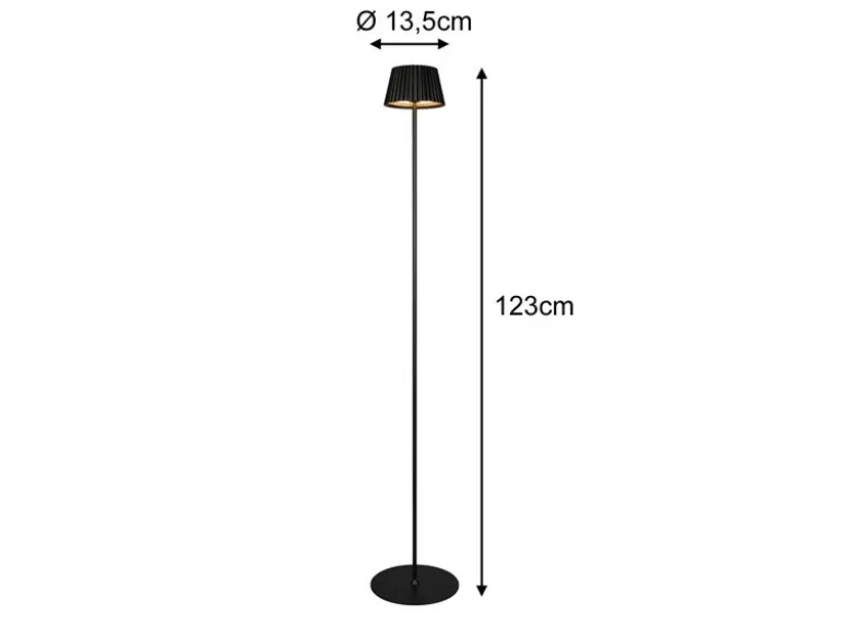 Kabellose Akku Stehlampe SUAREZ dimmbar für Innen & Außen, Schwarz - 123cm klein
