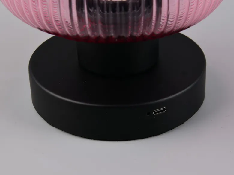 Kabellose LED Akku Tischleuchte QUENYA Glasschirm Wild Berry, Höhe 18cm