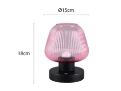 Kabellose LED Akku Tischleuchte QUENYA Glasschirm Wild Berry, Höhe 18cm