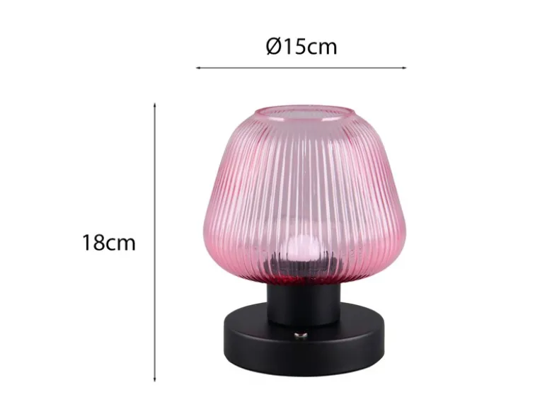 Kabellose LED Akku Tischleuchte QUENYA Glasschirm Wild Berry, Höhe 18cm