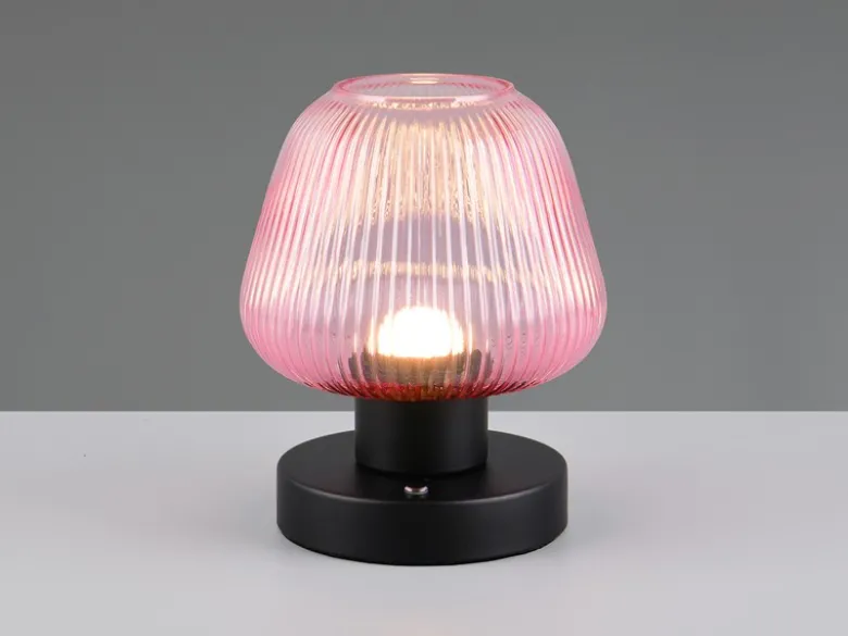 Kabellose LED Akku Tischleuchte QUENYA Glasschirm Wild Berry, Höhe 18cm