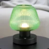 Kabellose LED Akku Tischleuchte QUENYA Glasschirm Grün, Höhe 18cm