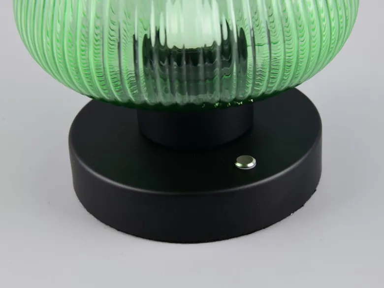 Kabellose LED Akku Tischleuchte QUENYA Glasschirm Grün, Höhe 18cm